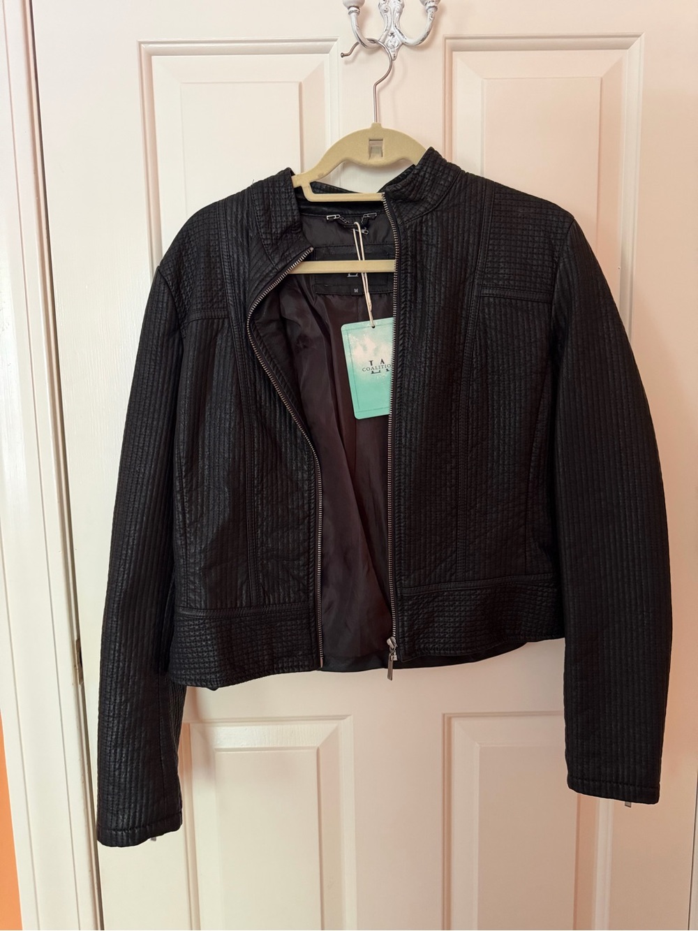 LA Coalition Vegan Leather Zip-Front Moto Jacket